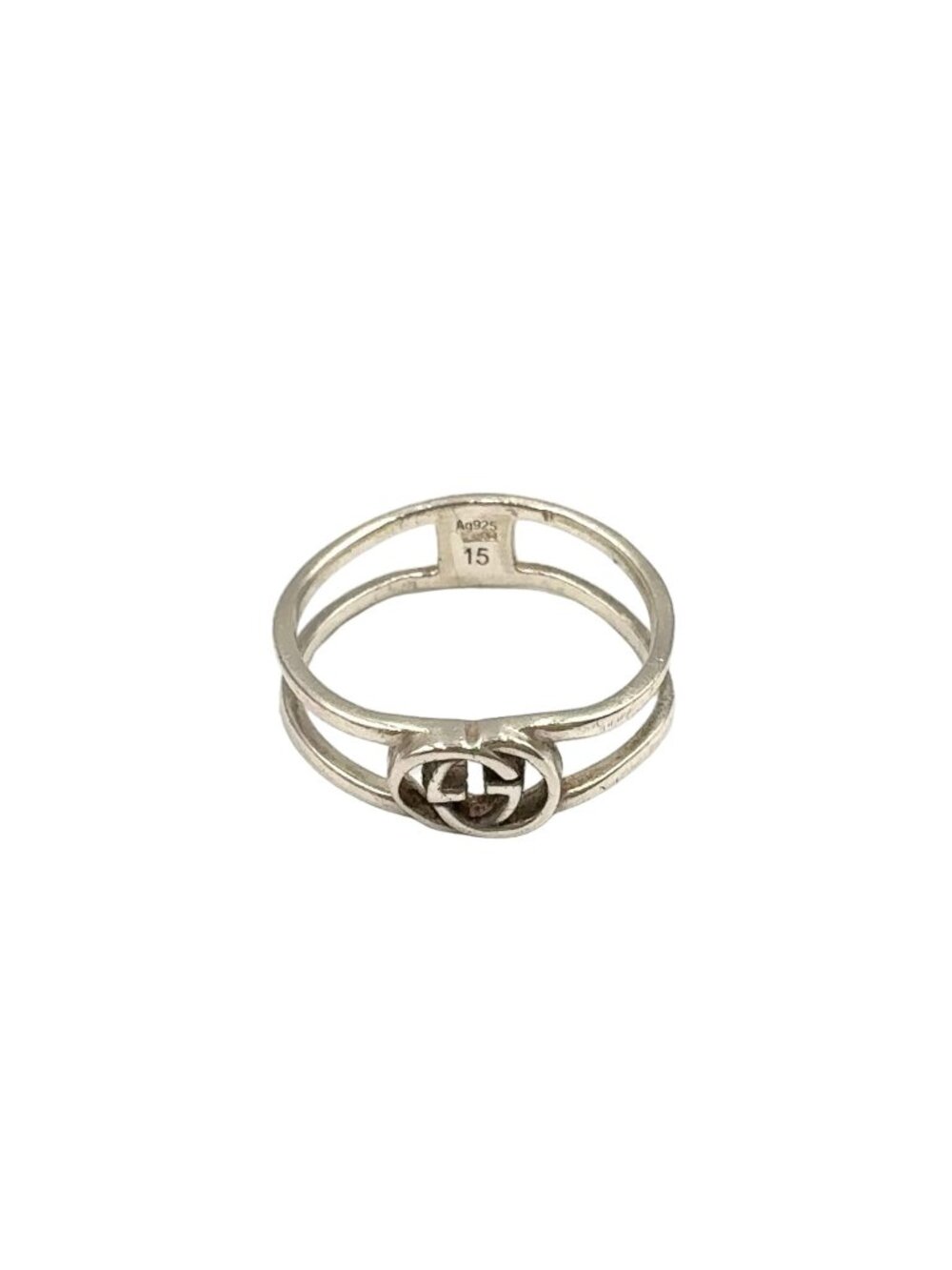 Gucci Interlocking Open Band Silver Ring - Picture 1 of 13